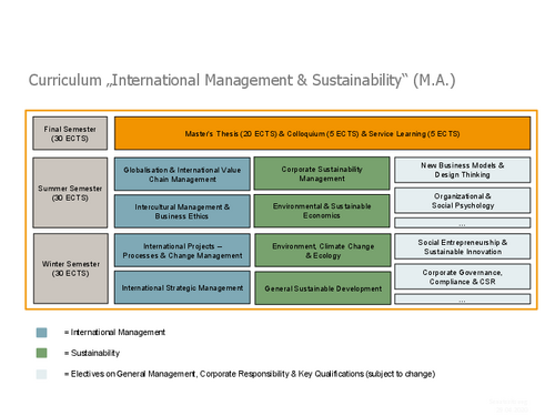 Das Curriculum des Studiengangs International Management & Sustainability